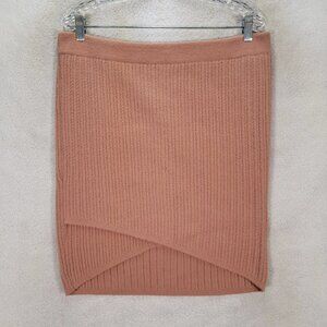 NWT Express Beige High Waisted Cable Knit Faux Wrap Sweater Mini Women Skirt Med